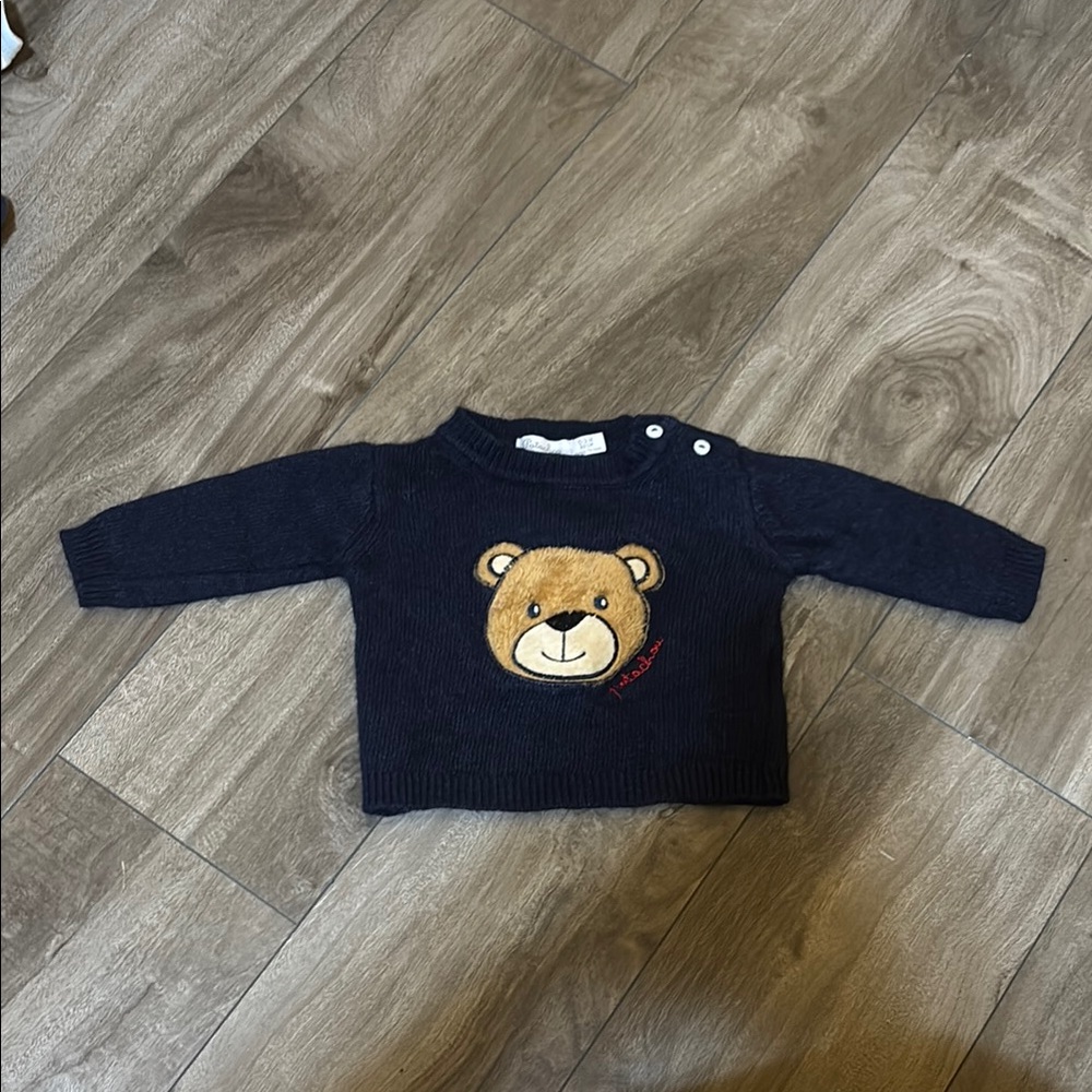 Navy Blue Teddy Bear Baby Sweater
